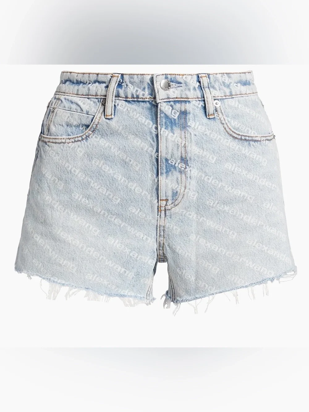 Alexander Wang Bite Logo Cutoff Denim Shorts, 28